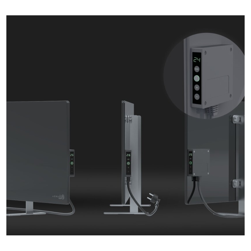 AENO - Smart elektrisk infraröd panel med LED-display 700W timer/termostat IP44 Wi-Fi grå