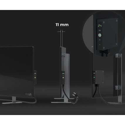 AENO - Smart elektrisk infraröd panel med LED-display 700W timer/termostat IP44 Wi-Fi svart