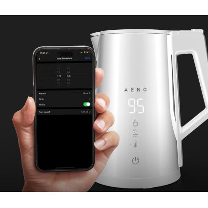 AENO - Smart snabbkokande vattenkokare med LED-display 1,7 l 2200W/230V vit
