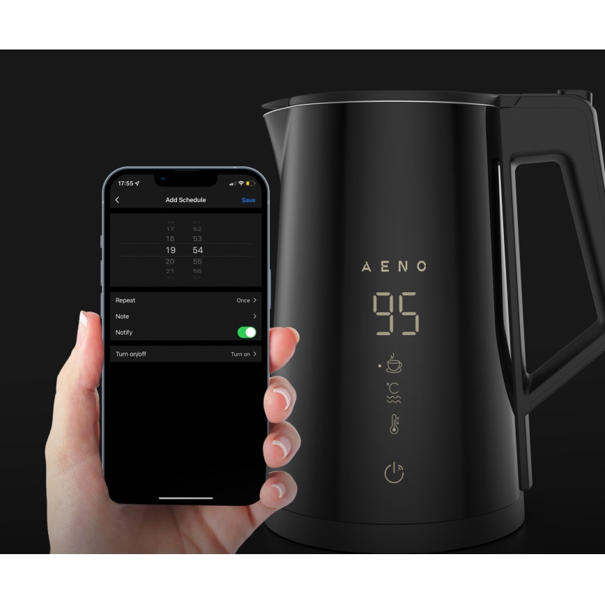 AENO - Smart vattenkokare med LED-display 1,7 l 2200W/230V svart