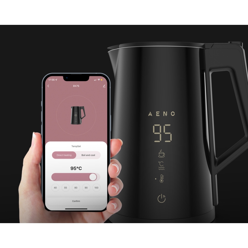 AENO - Smart vattenkokare med LED-display 1,7 l 2200W/230V svart