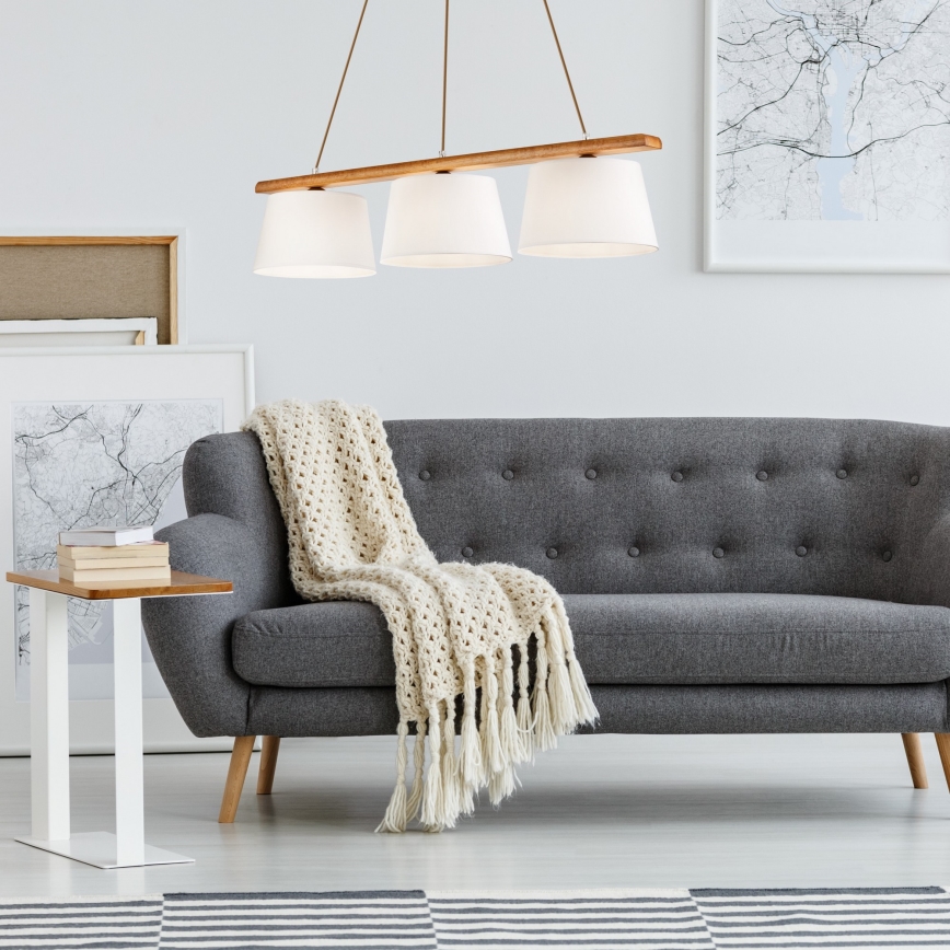 AIDA hänglampa på sladd, 3-armad, 3×E27 (max 60 W), 230 V, Ø 25 cm, ek