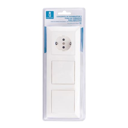Aigostar - 2-pack strömbrytare med uttag 1x16A/250V SCHUKO