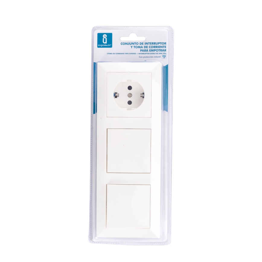 Aigostar - 2-pack väggströmbrytare med SCHUKO-uttag 1x16A/250V