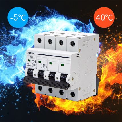 Aigostar - 4-polig automatsäkring 20 A (C-karakteristik), 400 V