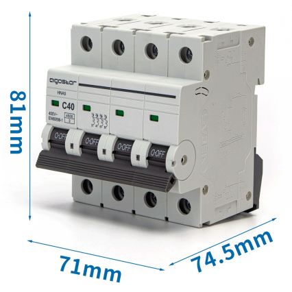 Aigostar - 4-polig automatsäkring 4P-40A-C 400V