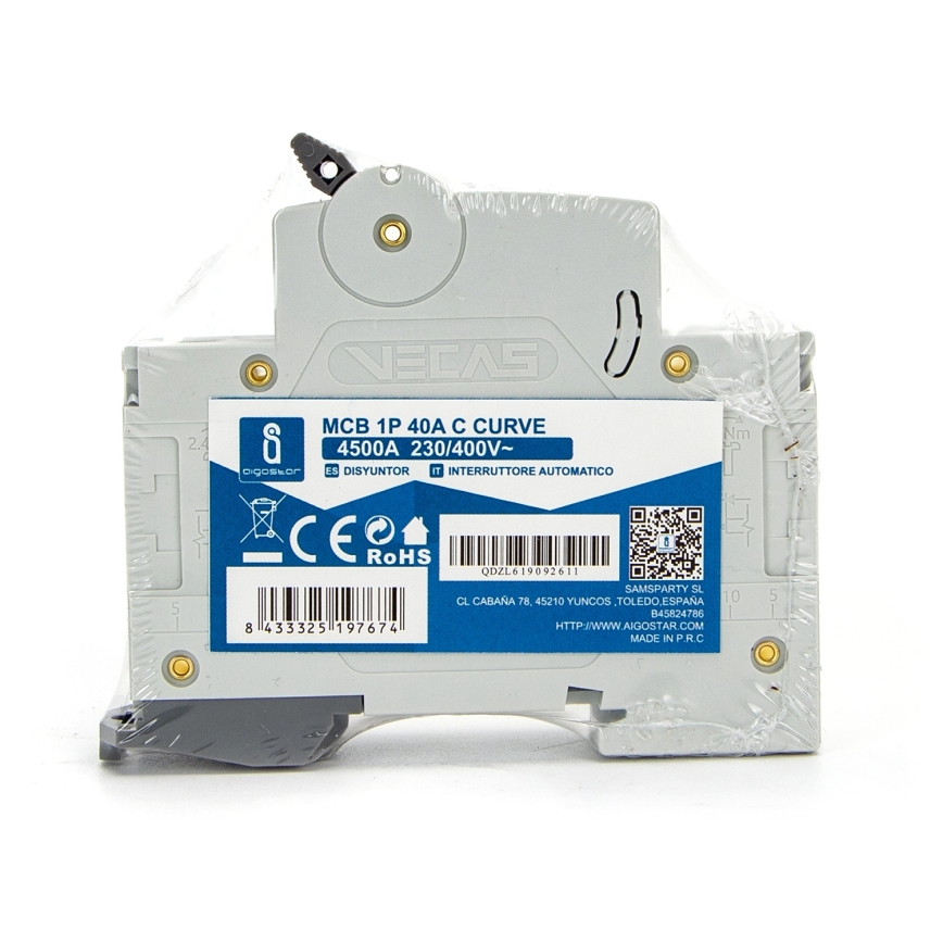 Aigostar - Automatsäkring 1-fas 1P-40A-C 230-400V