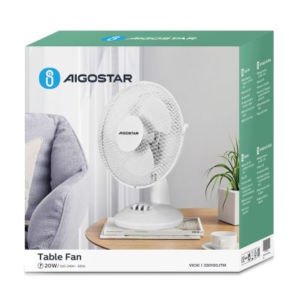 Aigostar - Bordfläkt 20W/230V vit
