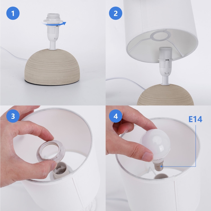 Aigostar - Bordslampa 1xE14/40W/230V beige/vit