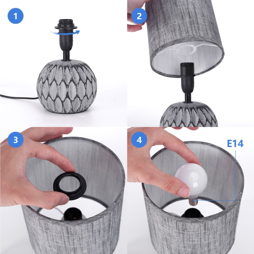 Aigostar - Bordslampa 1xE14/40W/230V grå