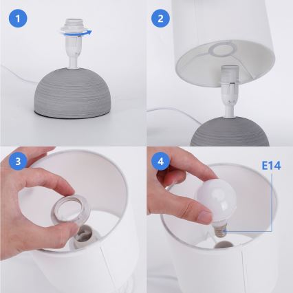 Aigostar - Bordslampa 1xE14/40W/230V grå/vit