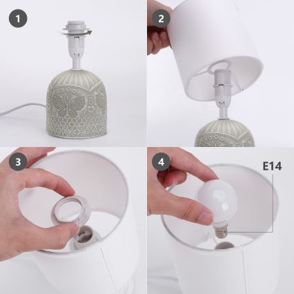 Aigostar - Bordslampa 1xE14/40W/230V grå/vit