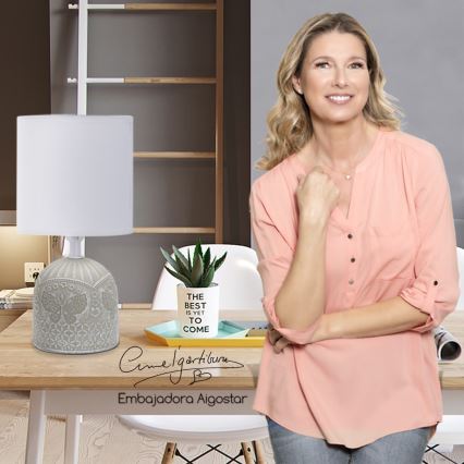 Aigostar - Bordslampa 1xE14/40W/230V grå/vit