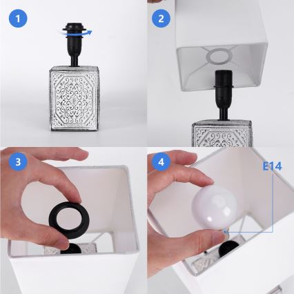 Aigostar - Bordslampa 1xE14/40W/230V grå/vit