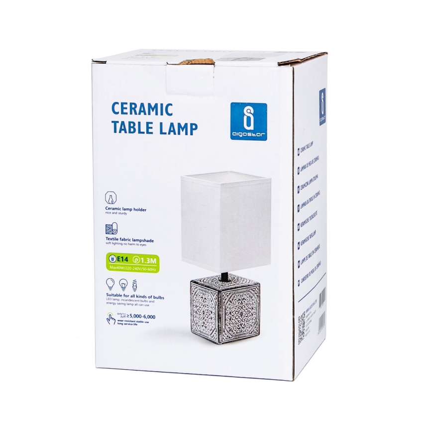 Aigostar - Bordslampa 1xE14/40W/230V grå/vit