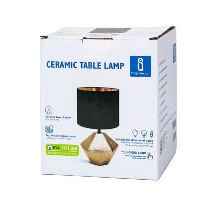 Aigostar - Bordslampa 1xE14/40W/230V gyllene/svart