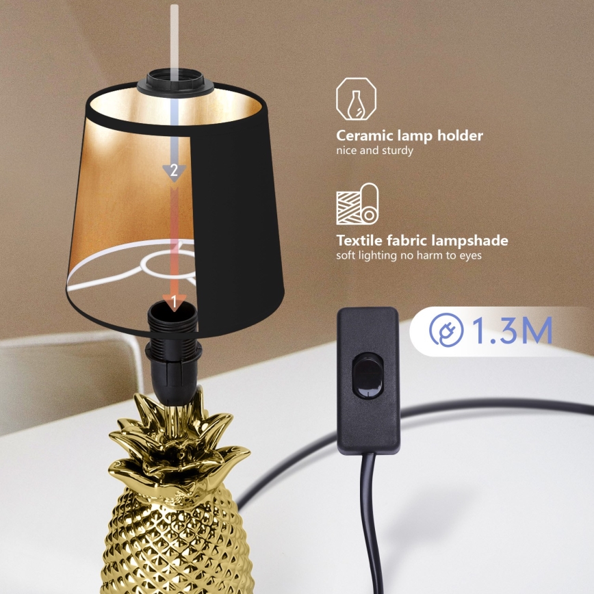 Aigostar - Bordslampa 1xE14/40W/230V gyllene/svart