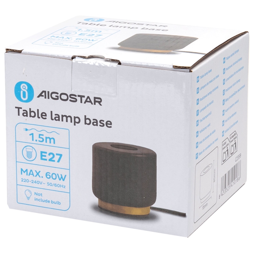 Aigostar - Bordslampa 1xE27/60W/230V svart