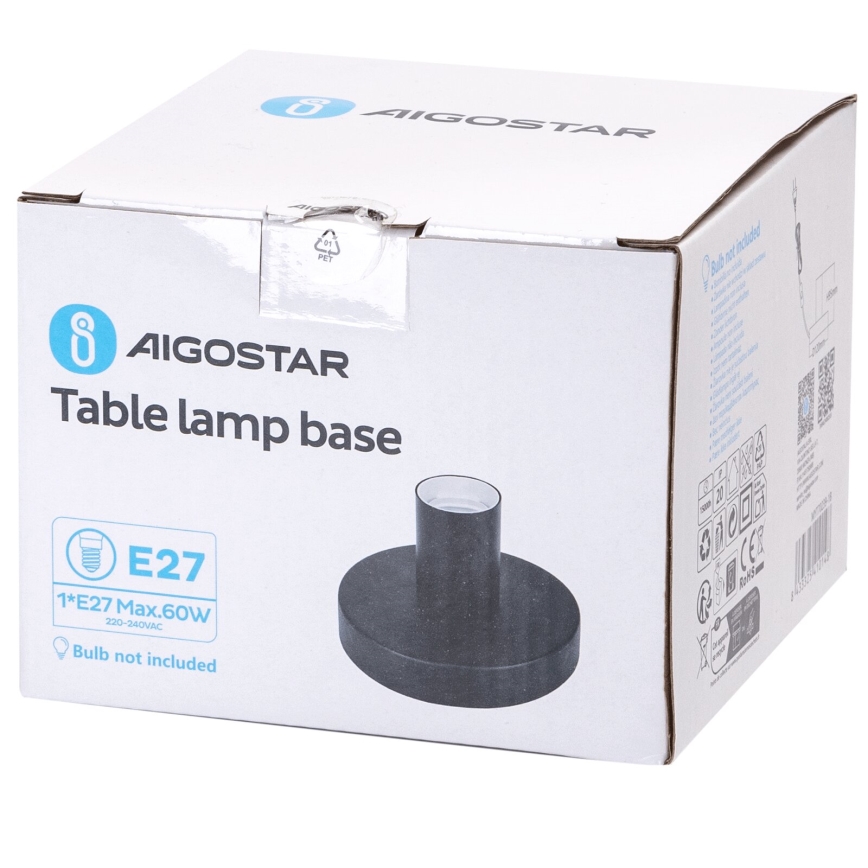 Aigostar - Bordslampa 1xE27/60W/230V svart