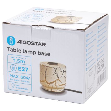 Aigostar - Bordslampa 1xE27/60W/230V vit/guld