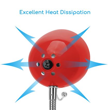 Aigostar - Bordslampa med klämma 1xE27/11W/230V röd/glansig krom