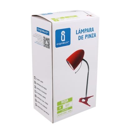Aigostar - Bordslampa med klämma 1xE27/11W/230V röd/glansig krom