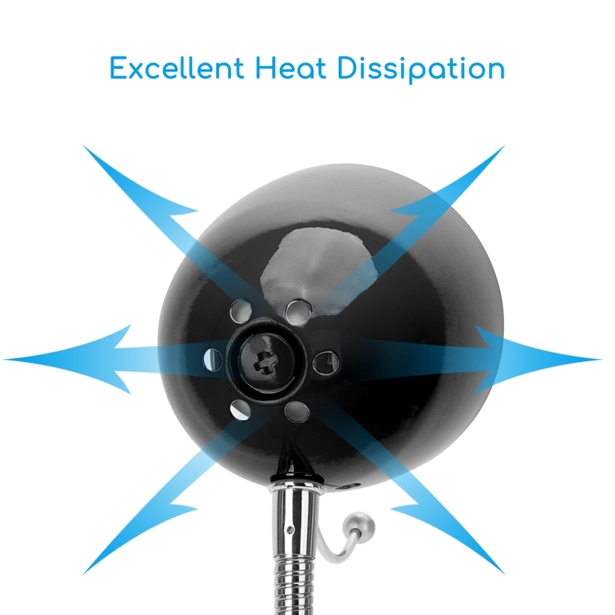 Aigostar -  Bordslampa med klämma 1xE27/11W/230V svart/skinande krom