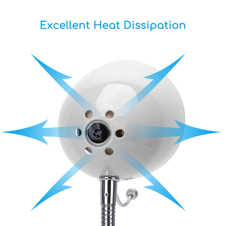 Aigostar - Bordslampa med klämma 1xE27/11W/230V vit/glansig krom