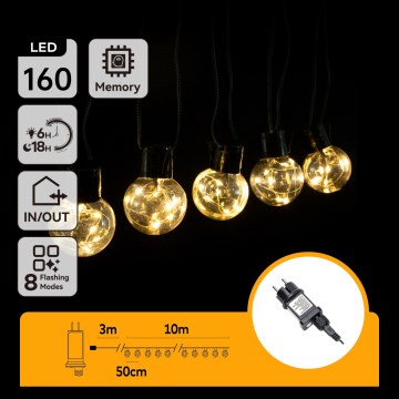 Aigostar - Dekorerande LED-utomhusslinga 160 LED, 10 m, IP44, varmvit