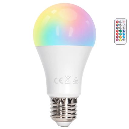 Aigostar - LED RGBW dimmbar lampa E27/12W/230V 3000K + fjärrkontroll