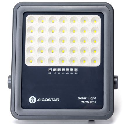 Aigostar - Dimbar LED-solcellsstrålkastare LED/200W/3,4V IP65 15000 mAh + fjärrkontroll