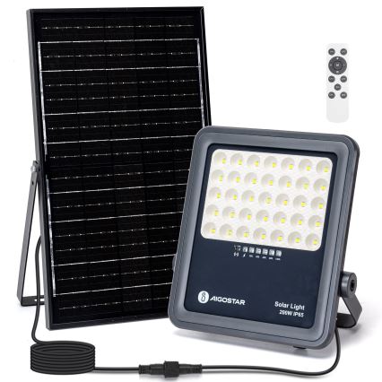 Aigostar - Dimbar LED-solcellsstrålkastare LED/200W/3,4V IP65 15000 mAh + fjärrkontroll