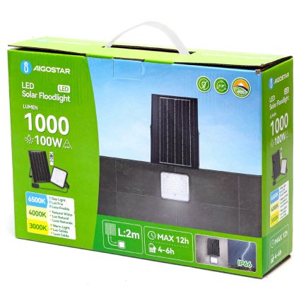 Aigostar - Dimbart LED-solcellsstrålkastare LED/100W/3,4V 3000/4000/6500K IP66 8000 mAh + fjärrkontroll
