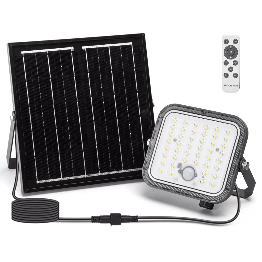 Aigostar - Dimbart LED-solcellsreflektor med sensor LED/80W/3,4V 6500K IP66 4000 mAh + fjärrkontroll
