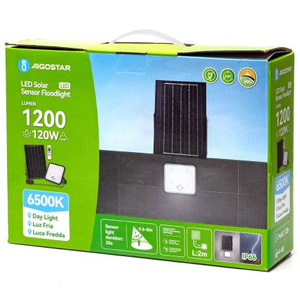 Aigostar - LED dimbar solreflektor med sensor LED/120W/3,4V 6500K IP66 8000 mAh + fjärrkontroll