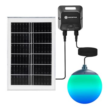 Aigostar - Dimmbar solarlykta RGBW MESH LED, 20 W, 3,7 V, 4000 mAh, 2700–6500 K, IP65, Ø 15 cm