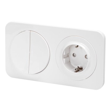 Aigostar - Dubbel strömbrytare nr. 5 och SCHUKO-uttag 230 V med vit ram