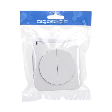 Aigostar - Dubbelströmbrytare med ram nr. 7, vit