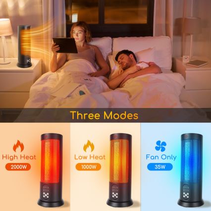 Aigostar - Elektrisk värmare 1500W/230V + fjärrkontroll