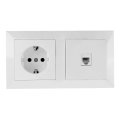 Aigostar - Ethernet- och Schuko-uttag med ram, vit