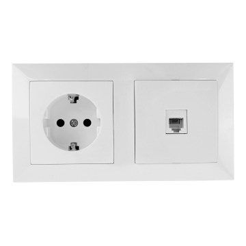 Aigostar - Ethernet- och Schuko-uttag med ram, vit