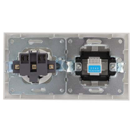 Aigostar - Ethernet- och Schuko-uttag med ram, vit