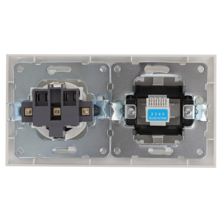 Aigostar - Ethernet- och Schuko-uttag med ram, vit