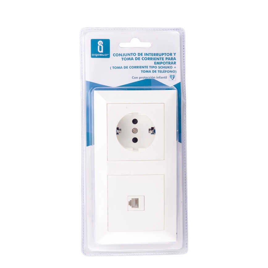 Aigostar - Ethernet- och Schuko-uttag med ram, vit