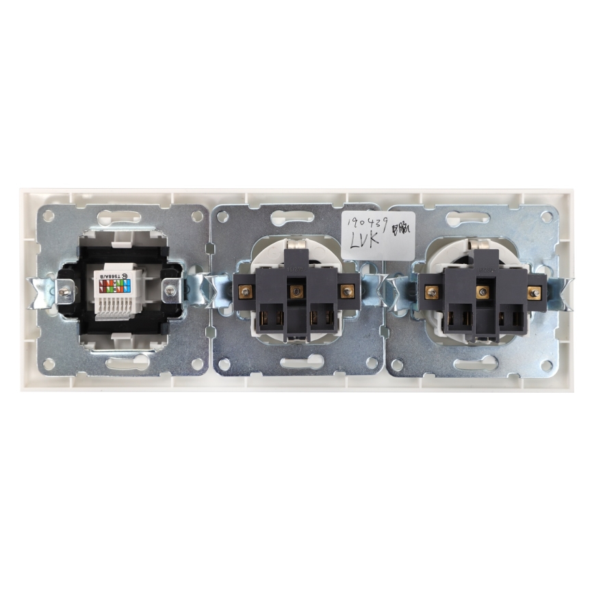 Aigostar - Ethernetuttag och 2x Schuko-uttag med vit ram