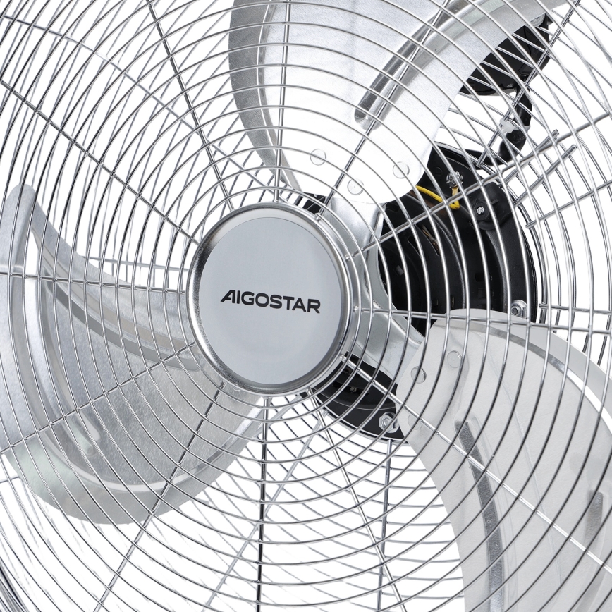 Aigostar - Golvfläkt 100 W/230 V, Ø 54 cm, blank krom