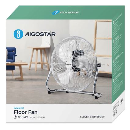 Aigostar - Golvfläkt 100W/230V blank krom