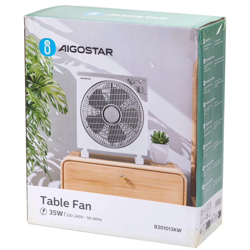Aigostar - Golvfläkt 35W/230V Ø 30 cm vit/grå