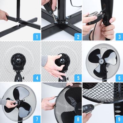 Aigostar - Golvfläkt 40W/230V 120 cm svart