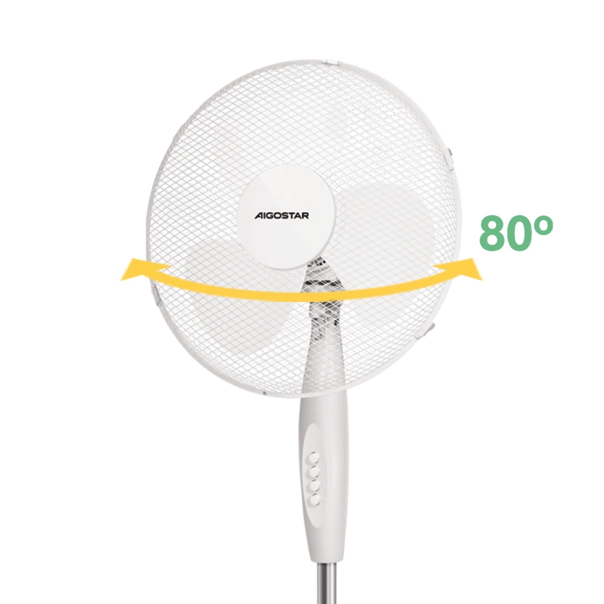 Aigostar - Golvfläkt 45W/230V 125 cm vit
